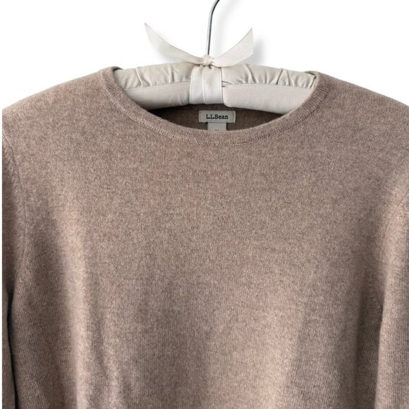 🤎 L.L. Bean Women's Classic 100% Cashmere Crewneck Sweater Beige | Size M - Picture 3 of 9
